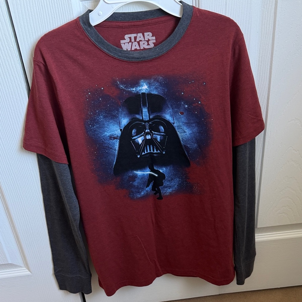 Star Wars Red and Gray Darth Vader Long Sleeve Shirt Size Large